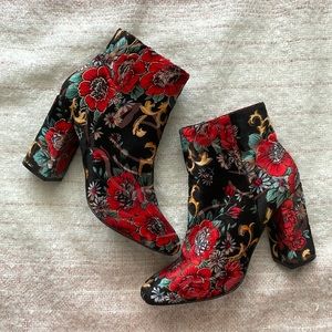 Black Embroidered Ankle Boots Size 7